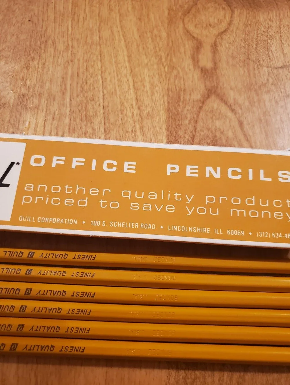 Quill T-812-2 1/2 Yellow Wood Pencil Lot 6 Pencils With Original Box